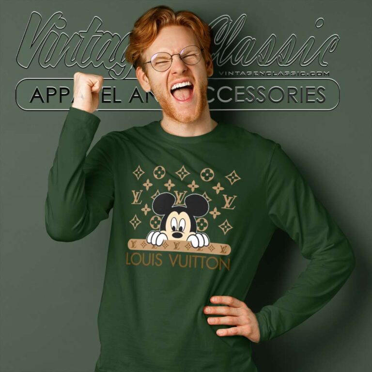 Louis Vuitton With Mickey Mouse Face Long Sleeve Tee Louis Vuitton With Mickey Mouse Face Long Sleeve Tee