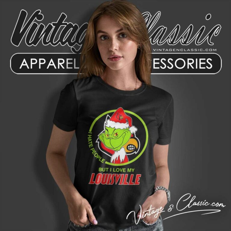Louisville Cardinals Ncaa Christmas Grinch Shirt I Hate People But I Love My Louisville Women TShirt Louisville Cardinals Ncaa Christmas Grinch Shirt I Hate People But I Love My Louisville Women TShirt