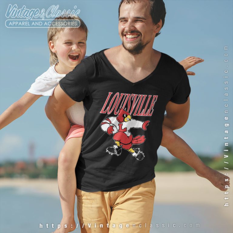 Louisville Cardinals Vintage Football V Neck TShirt Louisville Cardinals Vintage Football V Neck TShirt