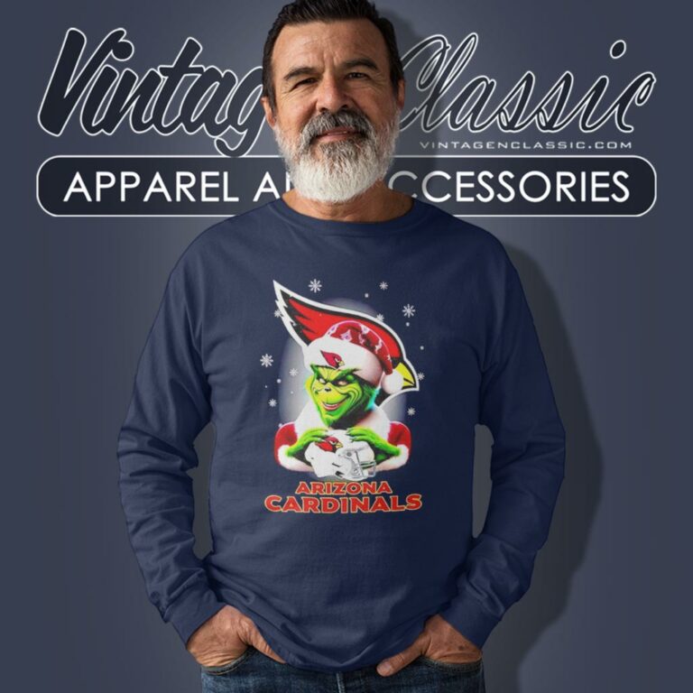 Love Arizona Cardinals Christmas With Santa Grinch Long Sleeve Tee Love Arizona Cardinals Christmas With Santa Grinch Long Sleeve Tee
