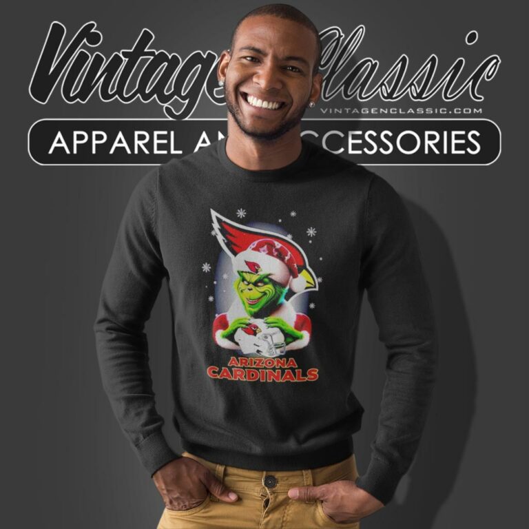 Love Arizona Cardinals Christmas With Santa Grinch Sweatshirt Love Arizona Cardinals Christmas With Santa Grinch Sweatshirt