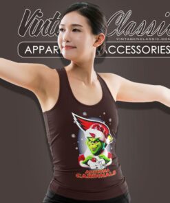Love Arizona Cardinals Christmas With Santa Grinch Tank Top Racerback