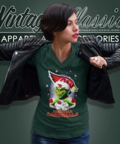 Love Arizona Cardinals Christmas With Santa Grinch V Neck TShirt