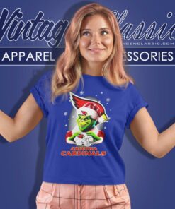 Love Arizona Cardinals Christmas With Santa Grinch Women T Shirt