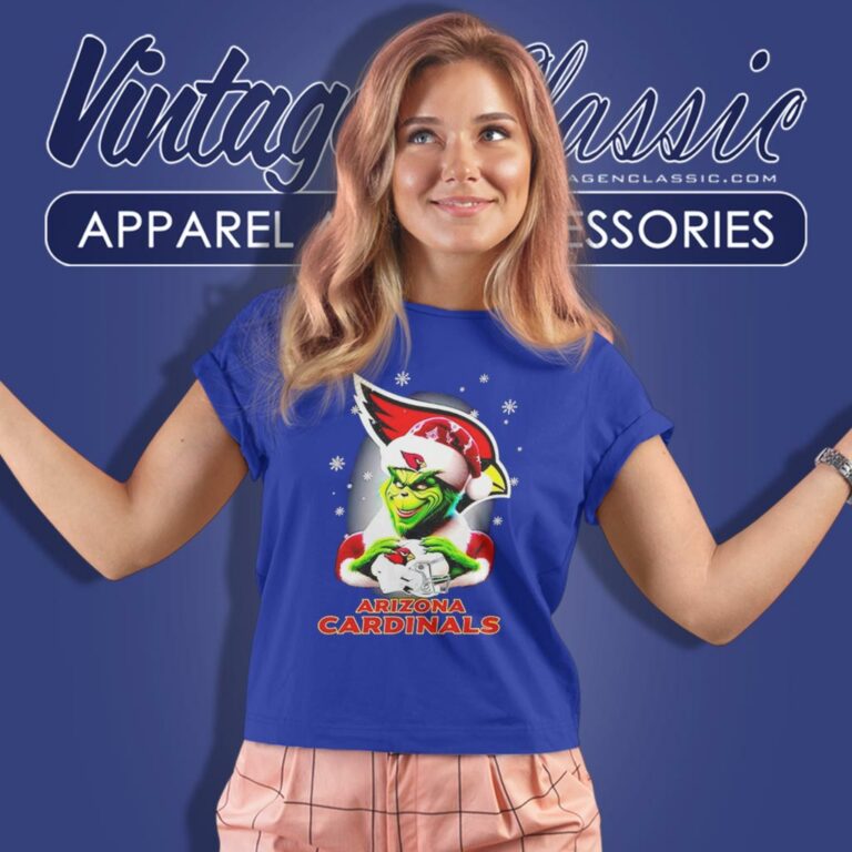 Love Arizona Cardinals Christmas With Santa Grinch Women T Shirt Love Arizona Cardinals Christmas With Santa Grinch Women T Shirt