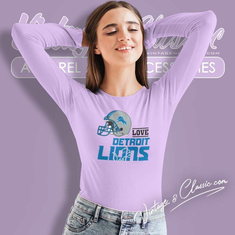 Love Detroit Lions Helmet Long Sleeve Tee Love Detroit Lions Helmet Long Sleeve Tee