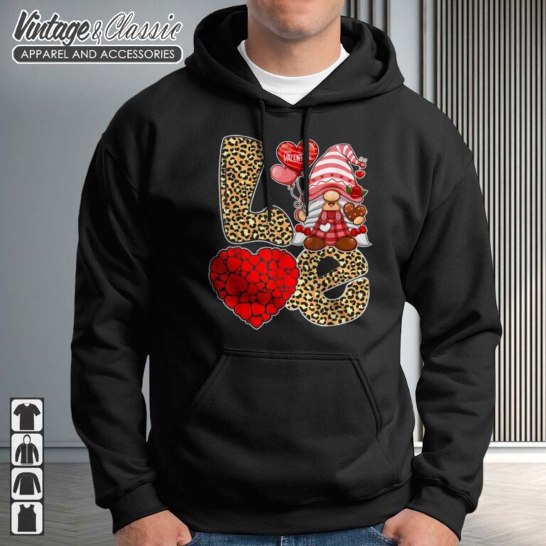 Love Heart Gnome Leopard Cheetah Valentines Hoodie Love Heart Gnome Leopard Cheetah Valentines Hoodie