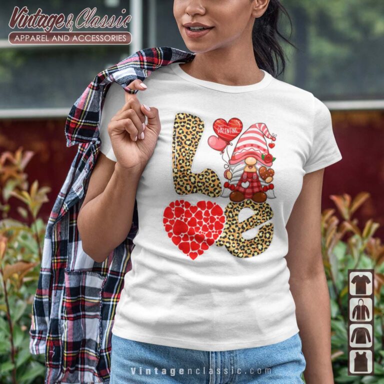 Love Heart Gnome Leopard Cheetah Valentines Tshirt Love Heart Gnome Leopard Cheetah Valentines Tshirt