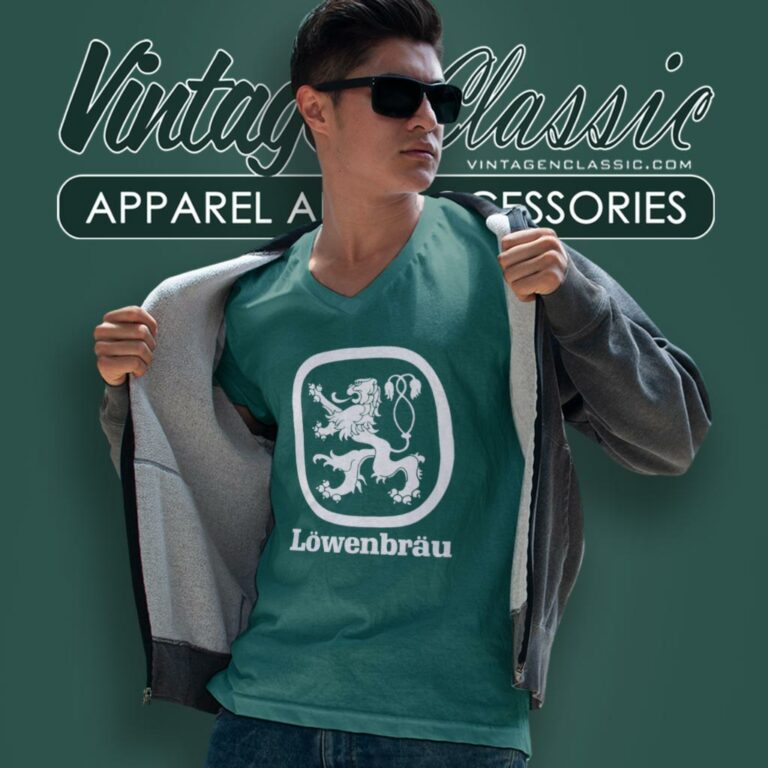 Lowenbrau Beer Logo V Neck TShirt Lowenbrau Beer Logo V Neck TShirt