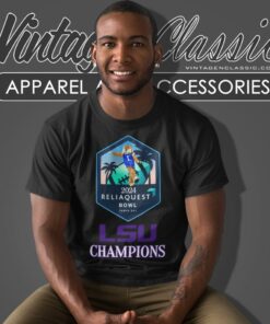 Lsu Tigers Champions 2024 Reliaquest Bowl Tampa Bay Mascot T Shirt