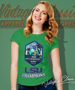 Lsu Tigers Champions 2024 Reliaquest Bowl Tampa Bay Mascot Women T Shirt