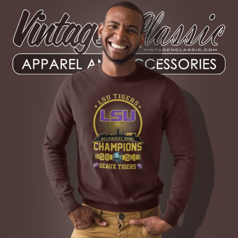 Lsu Tigers Reliaquest Bowl Champions 2024 Skyline Geaux Tigers Sweatshirt Lsu Tigers Reliaquest Bowl Champions 2024 Skyline Geaux Tigers Sweatshirt