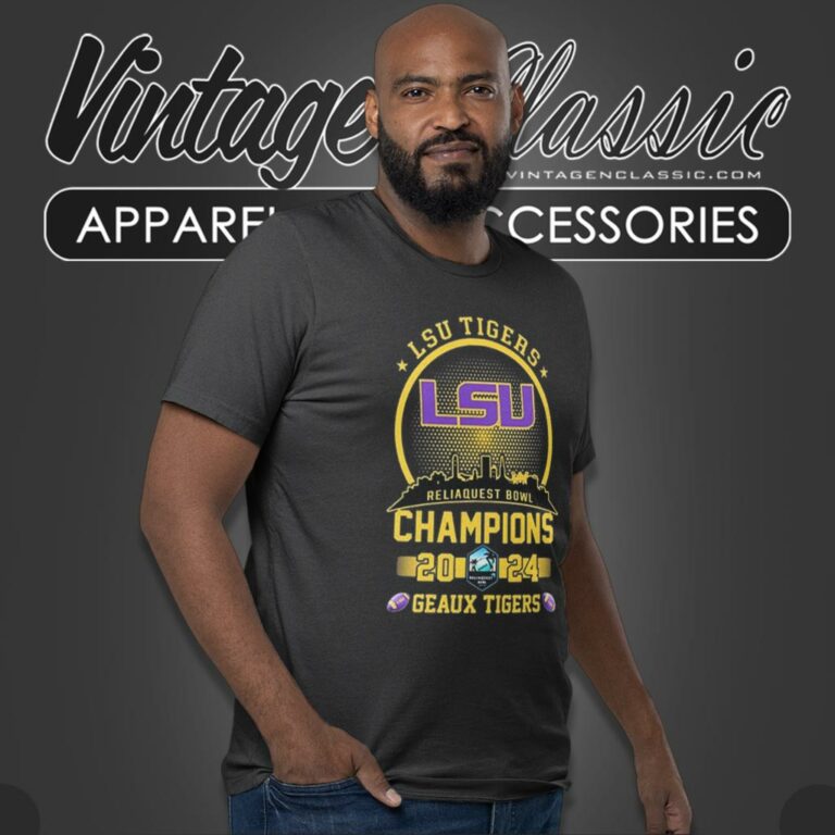 Lsu Tigers Reliaquest Bowl Champions 2024 Skyline Geaux Tigers T Shirt Lsu Tigers Reliaquest Bowl Champions 2024 Skyline Geaux Tigers T Shirt