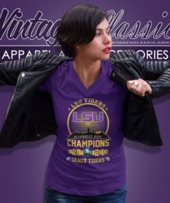 Lsu Tigers Reliaquest Bowl Champions 2024 Skyline Geaux Tigers V Neck TShirt