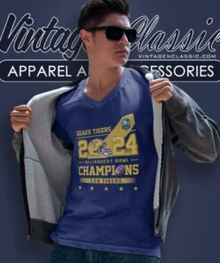 Lsu Tigers Skyline 2023 2024 Reliaquest Bowl Champions Geaux Tigers V Neck TShirt