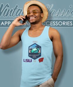 LSU Vs Wisconsin Football 2024 ReliaQuest Bowl Logo Matchup Shirt 4 Lsu Vs Wisconsin Football 2024 Reliaquest Bowl Logo Matchup Tank Top Racerback