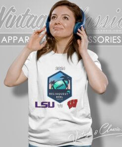 LSU Vs Wisconsin Football 2024 ReliaQuest Bowl Logo Matchup Shirt 6 Lsu Vs Wisconsin Football 2024 Reliaquest Bowl Logo Matchup Women T Shirt