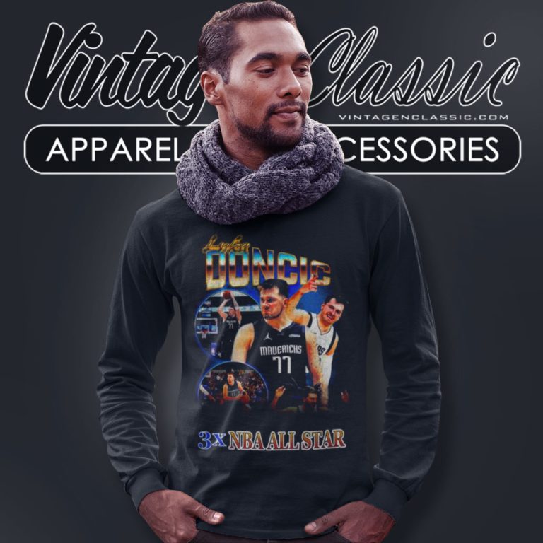 Luka Doncic 3x All Star Vintage Basketball Long Sleeve Tee Luka Doncic 3x All Star Vintage Basketball Long Sleeve Tee