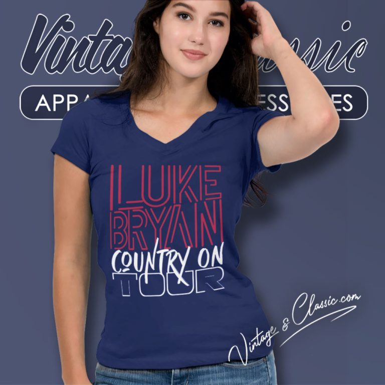 Luke Bryan Country On Tour 2023 V Neck TShirt Luke Bryan Country On Tour 2023 V Neck TShirt