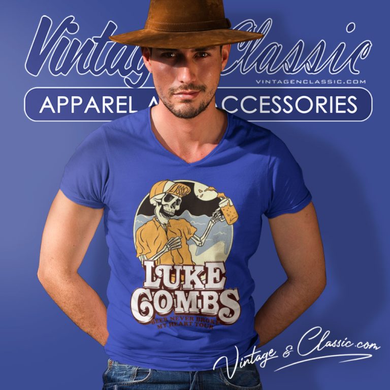 Luke Combs Beer Never Broke My Heart Tour V Neck TShirt Luke Combs Beer Never Broke My Heart Tour V Neck TShirt