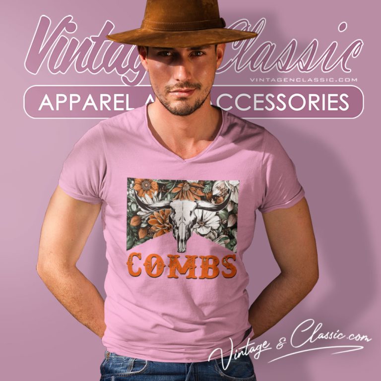 Luke Combs Bullhead Retro Style V Neck TShirt 1 Luke Combs Bullhead Retro Style V Neck TShirt 1