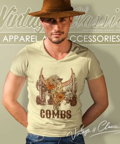 Luke Combs Bullhead Shirt Luke Combs Retro Style V Neck TShirt 1