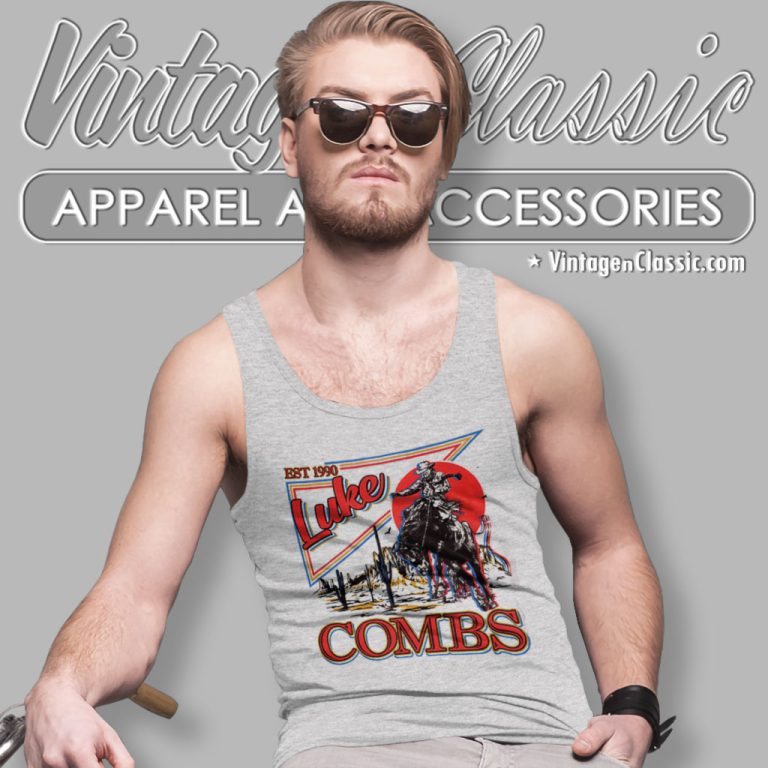 Luke Combs Shirt Est 1990 Cowboy Tank Top Racerback 2 Luke Combs Shirt Est 1990 Cowboy Tank Top Racerback 2