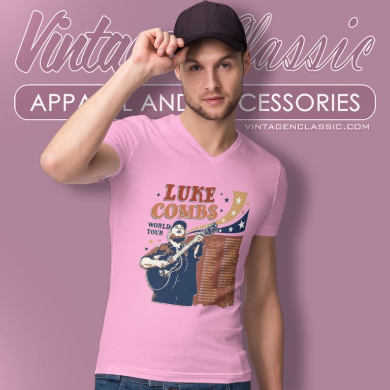 Luke Combs World Tour 2023 V Neck TShirt 1 Luke Combs World Tour 2023 V Neck TShirt 1