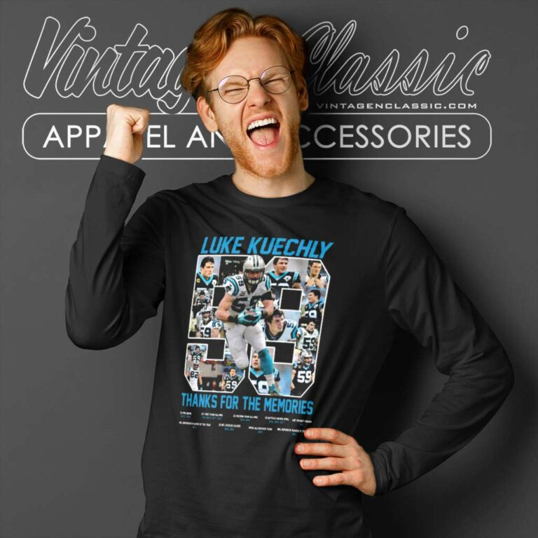 Luke Kuechly 59 Thanks For The Memories Long Sleeve Tee Luke Kuechly 59 Thanks For The Memories Long Sleeve Tee
