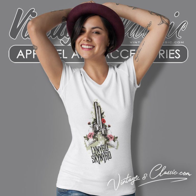 Lynyrd Skynyrd Floral Gun V Neck TShirt Lynyrd Skynyrd Floral Gun V Neck TShirt