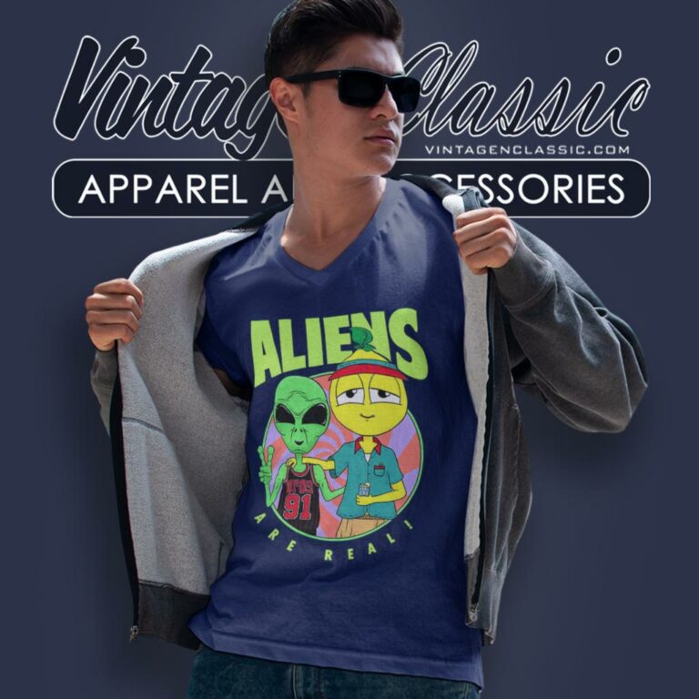 Lyrical Lemonade X Aliens Are Real V Neck TShirt Lyrical Lemonade X Aliens Are Real V Neck TShirt