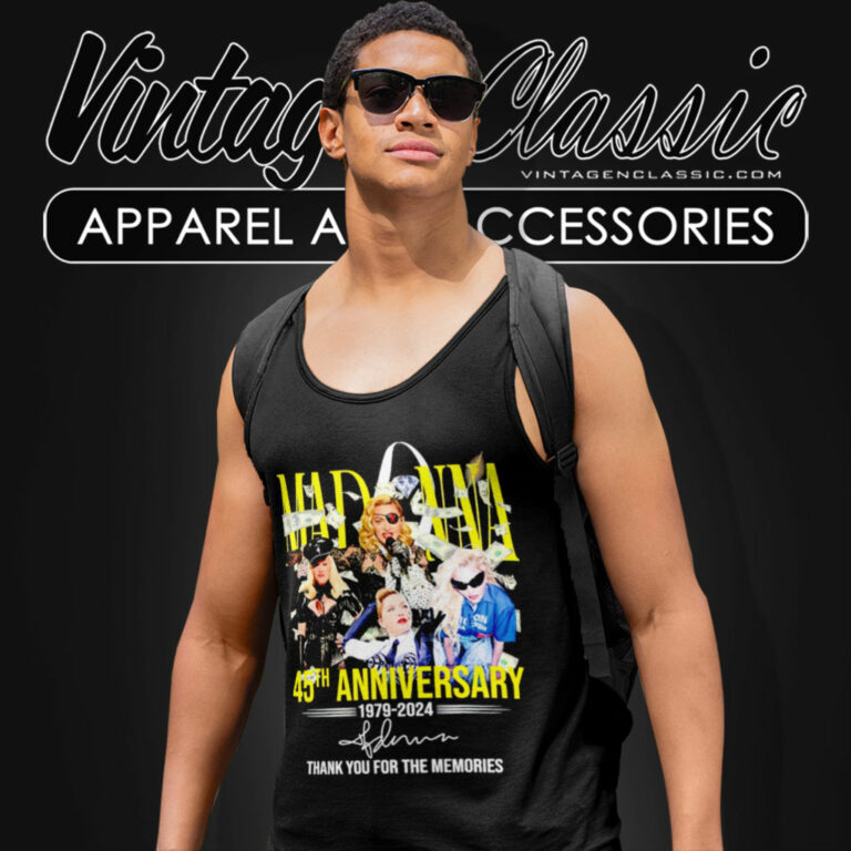 Madonna Shirt 45th Anniversary 1979 2024 Thank You For The Memories Tank Top Racerback Madonna Shirt 45th Anniversary 1979 2024 Thank You For The Memories Tank Top Racerback