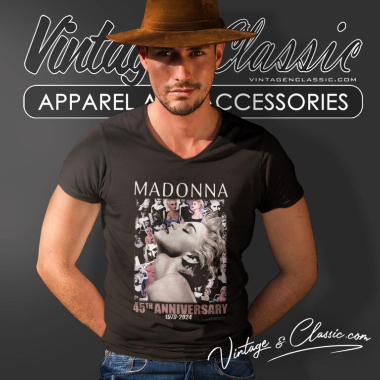 Madonna Shirt 45th Anniversary 1979 2024 V Neck TShirt Madonna Shirt 45th Anniversary 1979 2024 V Neck TShirt