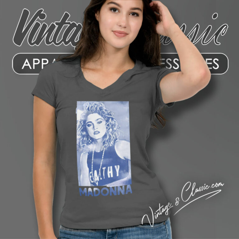 Madonna Shirt Faded Style Madonna Design V Neck TShirt Madonna Shirt Faded Style Madonna Design V Neck TShirt