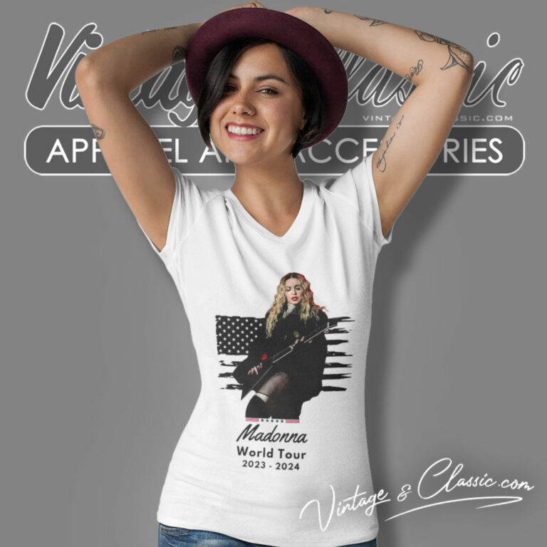 Madonna Shirt World Tour 2023 2024 Concert V Neck TShirt Madonna Shirt World Tour 2023 2024 Concert V Neck TShirt