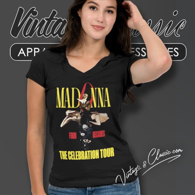 Madonna Tour 2024 V Neck TShirt Madonna Tour 2024 V Neck TShirt
