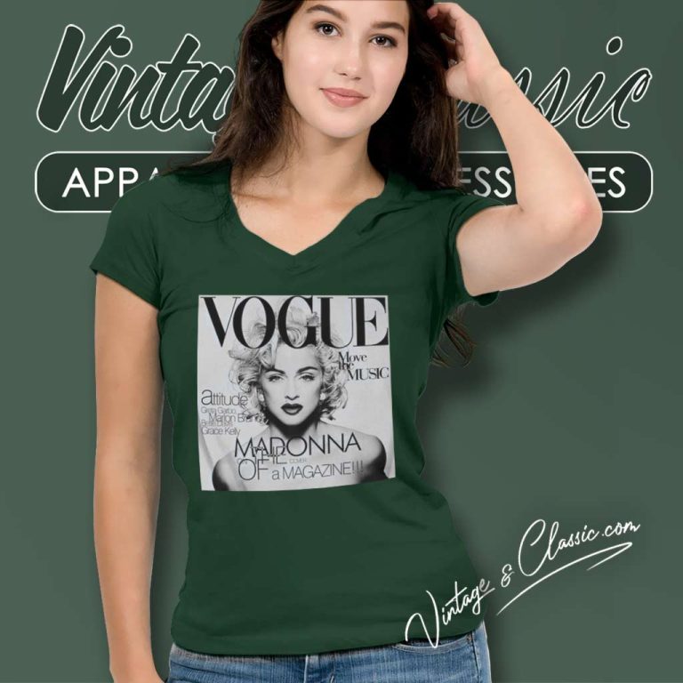 Madonna Vogue Of A Magazine V Neck TShirt Madonna Vogue Of A Magazine V Neck TShirt