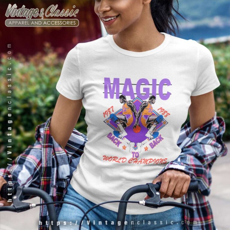 Magic Johnson La Lakers Back To Back Champions Women TShirt Magic Johnson La Lakers Back To Back Champions Women TShirt