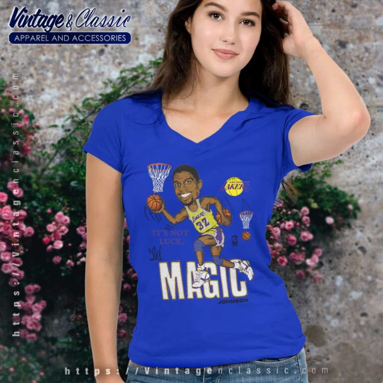 Magic Johnson La Lakers Caricature V Neck TShirt Magic Johnson La Lakers Caricature V Neck TShirt