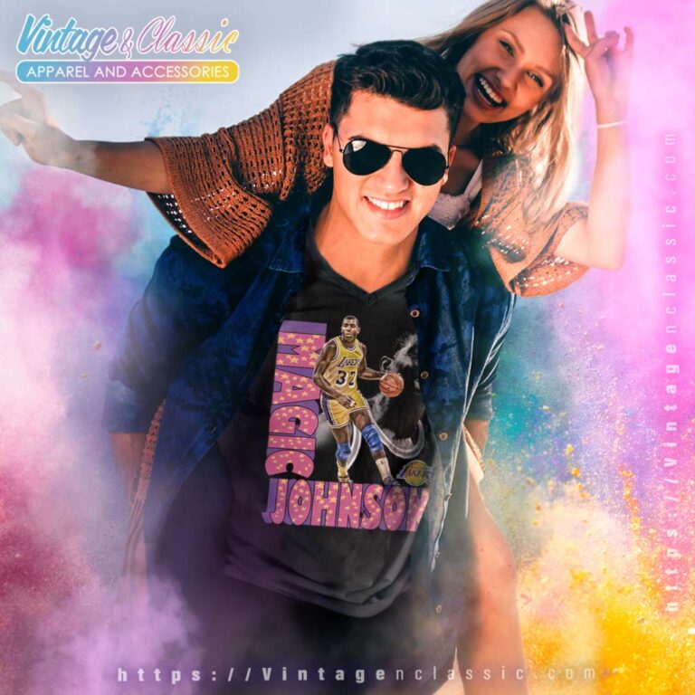 Magic Johnson Los Angeles Lakers Basketball V Neck TShirt Magic Johnson Los Angeles Lakers Basketball V Neck TShirt