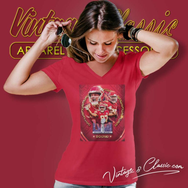 Mahomes Kelce Chiefs Super Bowl Lviii Bound V Neck TShirt Mahomes Kelce Chiefs Super Bowl Lviii Bound V Neck TShirt