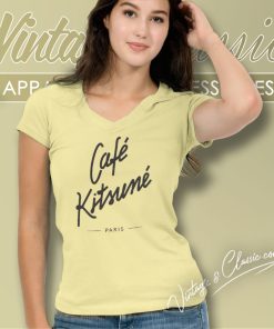 Maison Kitsune Shirt Cafe Kitsune V Neck TShirt