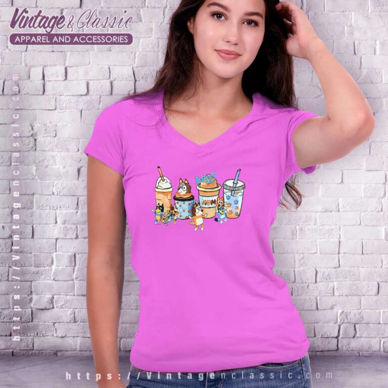 Mama Bluey Coffee Bluey Mothers Day V Neck TShirt Mama Bluey Coffee Bluey Mothers Day V Neck TShirt