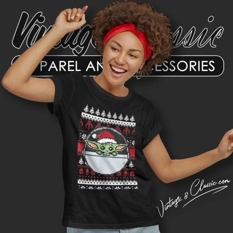 Mandalorian Grogu Ugly Christmas Star Wars Women TShirt Mandalorian Grogu Ugly Christmas Star Wars Women TShirt