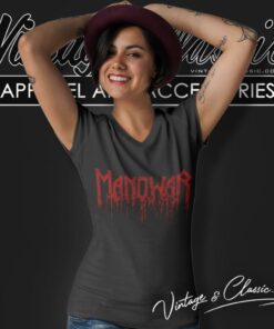 Manowar Blood Logo V Neck TShirt