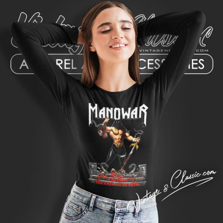 Manowar Shirt Crushing The Enemies Of Metal Long Sleeve Tee Manowar Shirt Crushing The Enemies Of Metal Long Sleeve Tee