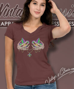 Mardi Gras Boobie V Neck TShirt