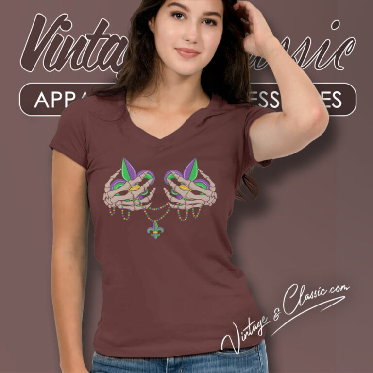 Mardi Gras Boobie V Neck TShirt Mardi Gras Boobie V Neck TShirt