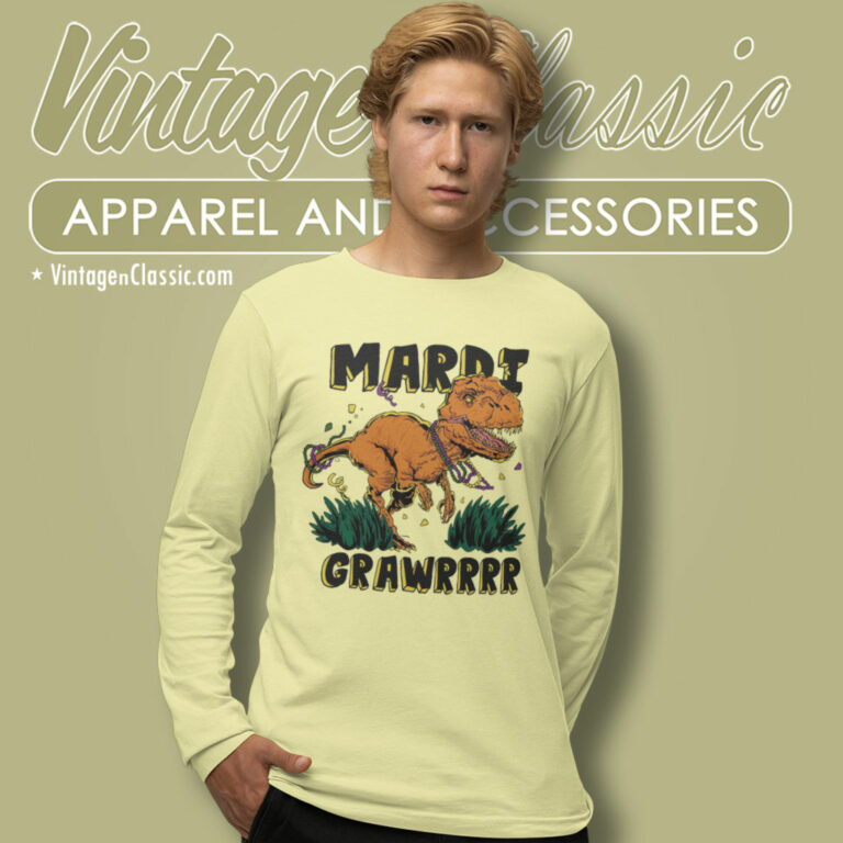 Mardi Gras Dinosaur T Rex Grawr Long Sleeve Tee Mardi Gras Dinosaur T Rex Grawr Long Sleeve Tee