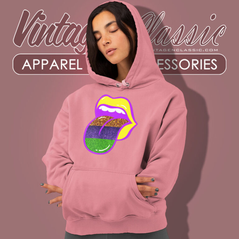 Mardi Gras Glitter Lips And Tongue Hoodie Mardi Gras Glitter Lips And Tongue Hoodie